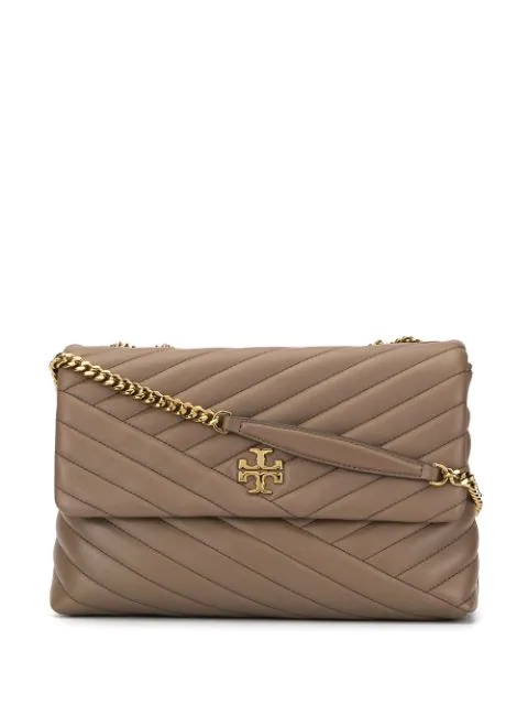 Tory Burch Kira Chevron Quilted Leather Shoulder Bag - Brown In Neutrals | ModeSens