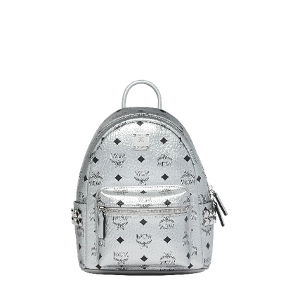 Mcm Stark Side Studs Backpack In Visetos In Silver