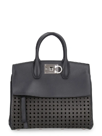 Ferragamo The Studio Leather Handbag In Black