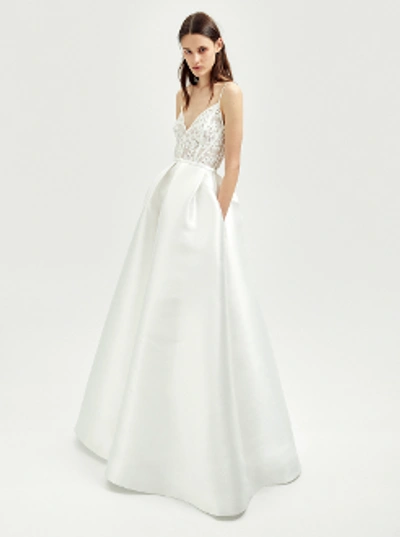 Alex Perry Bridal Grace-floral Lace And Silk Gown In White