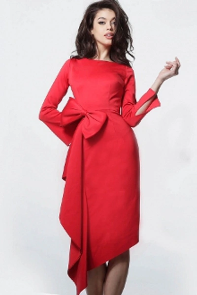Jovani Long Sleeve Cocktail Dress M2694 In Red