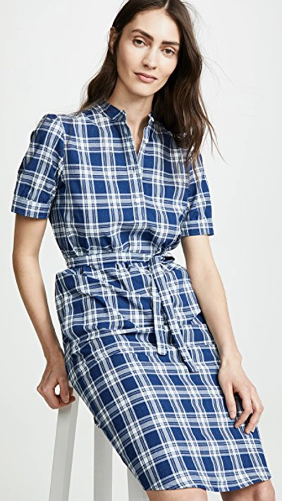 Apc Clea Checked Shirtdress In Blue