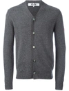 Comme Des Garçons Play Buttoned Wool Cardigan In Grey