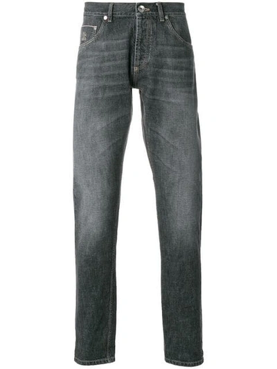 Brunello Cucinelli Stonewashed Straight Leg Jeans In Grey