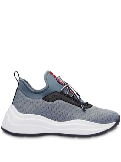 Prada Sport Knit Sneakers In Blue