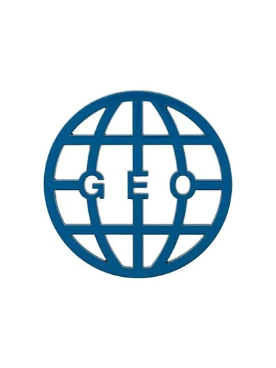 Geo '' Brosche Mit Globus - Blau In Blue