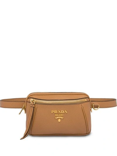 Prada Saffiano Leather Belt Bag - Brown