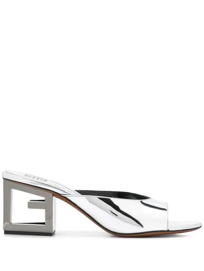 Givenchy Metallic Leather Mules In Silver