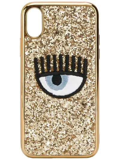 Chiara Ferragni Embroidered Eye Phone Case - Gold