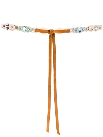 Orciani Stone Embellished Tie Belt In Brown