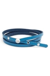 Degs & Sal Leather Wrap Bracelet In Blue