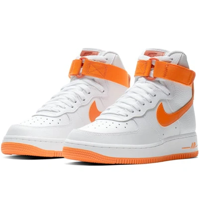 Nike Air Force 1 High Top Sneaker In White/ Orange Pulse/ Orange