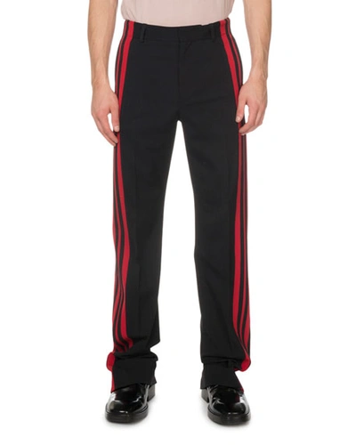 Balenciaga Men's Tuxedo Snap Joggers In Ruby