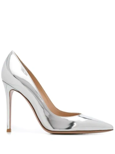 Gianvito Rossi 100mm Gianvito Metallic Leather Pumps In Silver