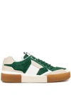 Dolce & Gabbana Miami Sneakers In Calfskin Nappa And Split-grain Leather In Green/white