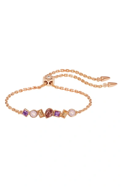 Adore Mixed Crystal Bar Slide Bracelet In Rose Gold Plated