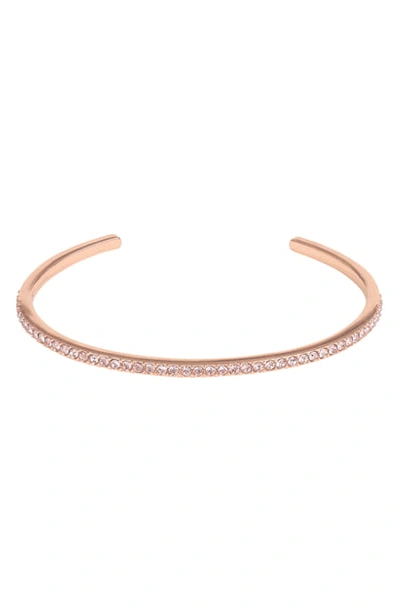 Adore Skinny Pave Crystal Cuff In Rose Gold Plated