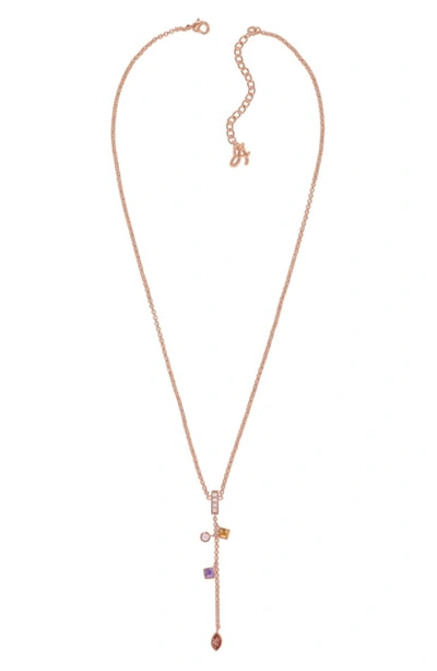 Adore Mixed Crystal Y-necklace In Rose Gold Plated