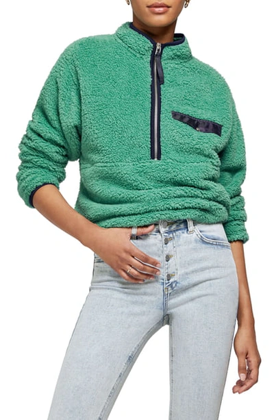 Anine Bing Sierra Half Zip Fleece Pullover In Dark Green
