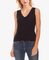 Vince Camuto Wave Stitch Sleeveless Sweater In Rich Black