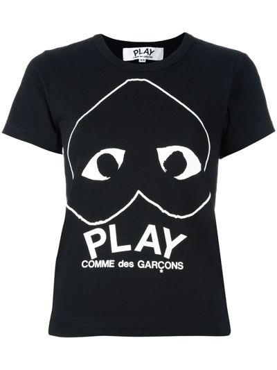 Comme Des Garçons Play Upside Down Logo Print T-shirt In Black