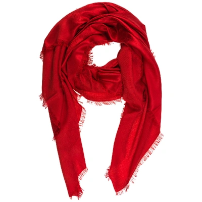 Gucci Gg Motif Pattern Scarf In Red