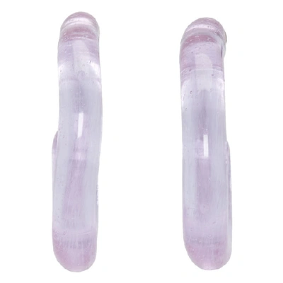 Leigh Miller Purple Glass Hoop Earrings In Lavendar