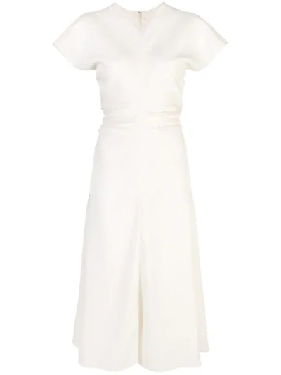 Proenza Schouler Textured Crepe Short Sleeve Dress In White