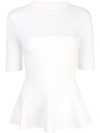 Proenza Schouler Matte Viscose Peplum Knit Top In White
