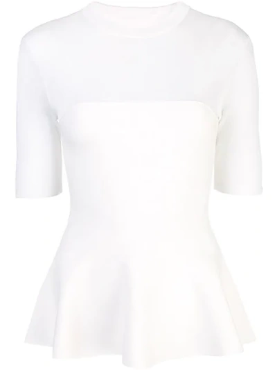 Proenza Schouler Matte Viscose Peplum Knit Top In White