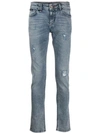 Philipp Plein Destroyed Slim-fit Jeans In Blue