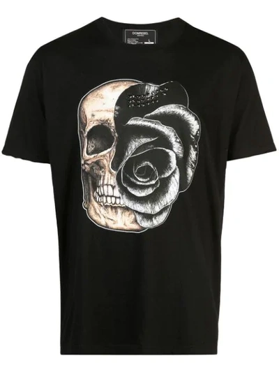 Domrebel Skull T-shirt With 25 Crystals In Black