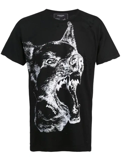 Domrebel Dogg Print T-shirt In Black