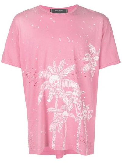 Domrebel Skull Palm Print T-shirt In Pink