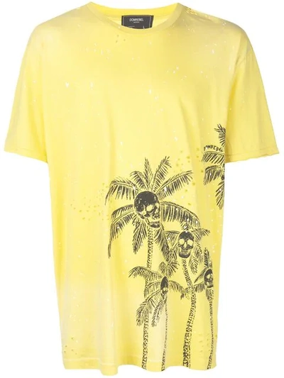 Domrebel T-shirt Mit Totenkopf-palmen In Yellow