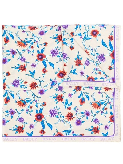 Bally Floral Pattern Scarf In Stone