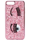 Chiara Ferragni Embroidered Wink Phone Case In Pink