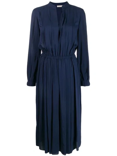 Tory Burch Pleated Tunic Dress In Blue
