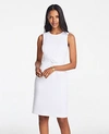 Ann Taylor Petite Tie Front Dress In Cotton Sateen In White