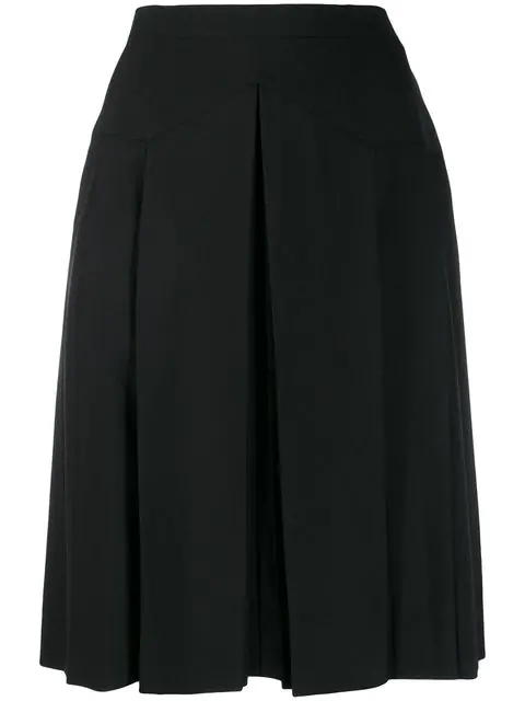 Pre-Owned Chanel 1990's Box Pleat Short Skirt In Black | ModeSens