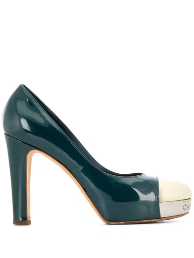 Pre-owned Chanel 2000s Two-tone Pumps In Green