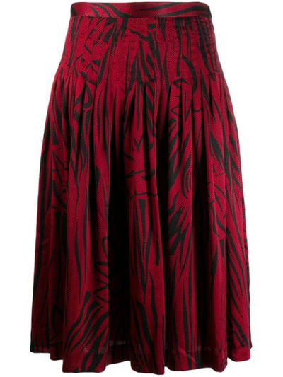 Pre-owned Valentino 1980's Patterned Skirt In Red