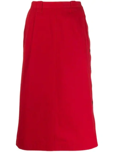 Pre-owned Gucci 1980's High Waisted Skirt In Red