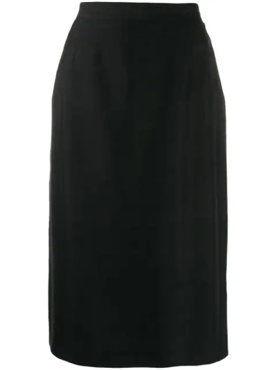 Pre-owned Valentino 1980's Pencil Skirt In Black