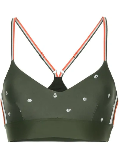 The Upside Skull Print Bra Top In Green