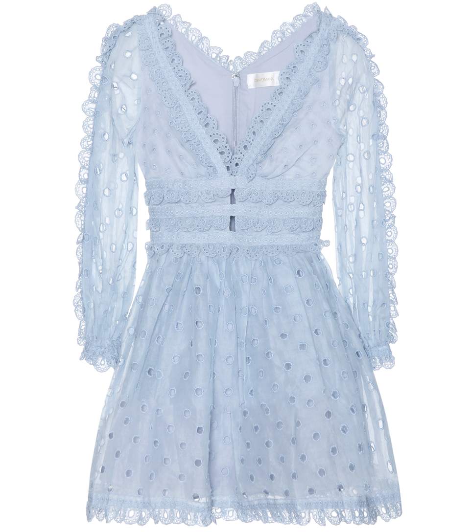 Zimmermann Winsome Tea Cotton Dress In Sky Wiesome | ModeSens