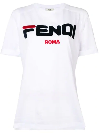 Fendi Mania Oversize Cotton Tee In White