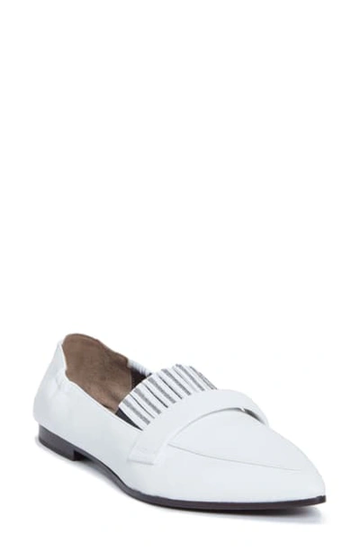 Brunello Cucinelli Point-toe Buffed Leather Kiltie Ballet Flats In White