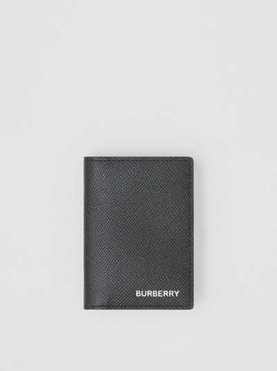Burberry Grainy Leather Folding Card Case In Black