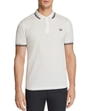 Fred Perry Twin Tipped Slim Fit Polo In Snow White